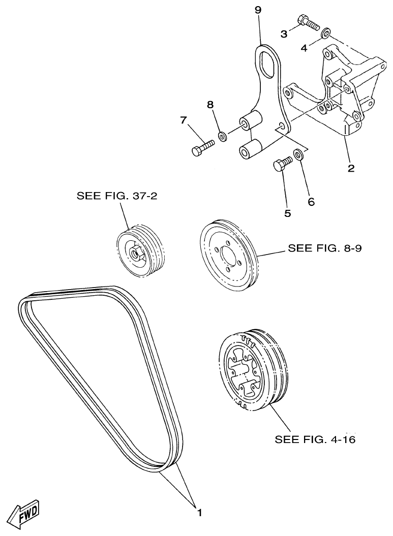 Yamaha ME422STIP2 (N601)STIP1(N611) PULLEYS & BELTS parts diagram